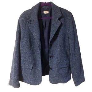 LL Bean Wool Silk Blend Classic Dark Blue Jacket Coat Blazer Medium